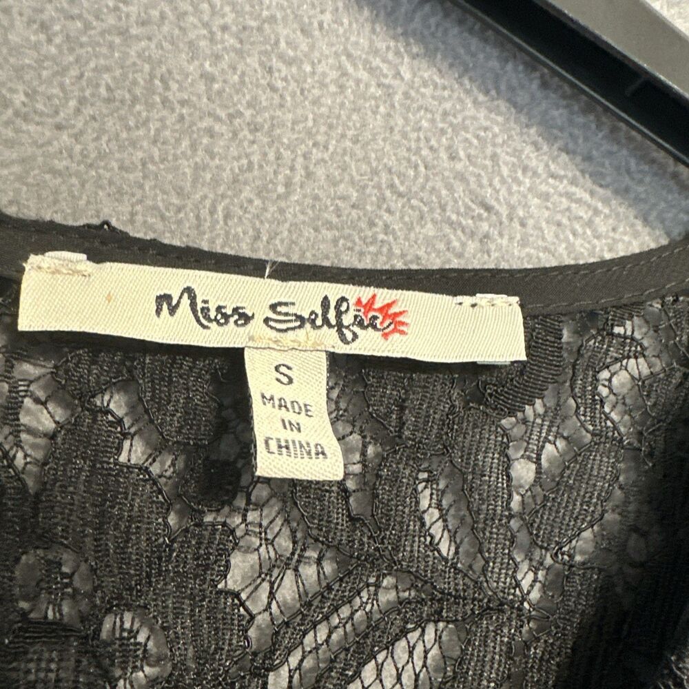 Miss‎ Selfie Lace Up Crop Top Size S Black Whimsigoth Vamp Ren Fair Sexy Y2K - Picture 3 of 10